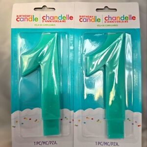 Two Birthday Candle - Blue Number 1